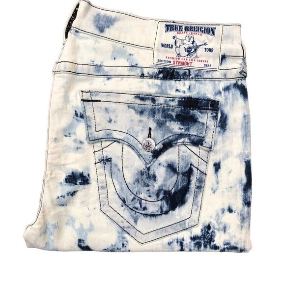 RARE True Religion Jeans Size 40 STRAIGHT Blue - Picture 2 of 12
